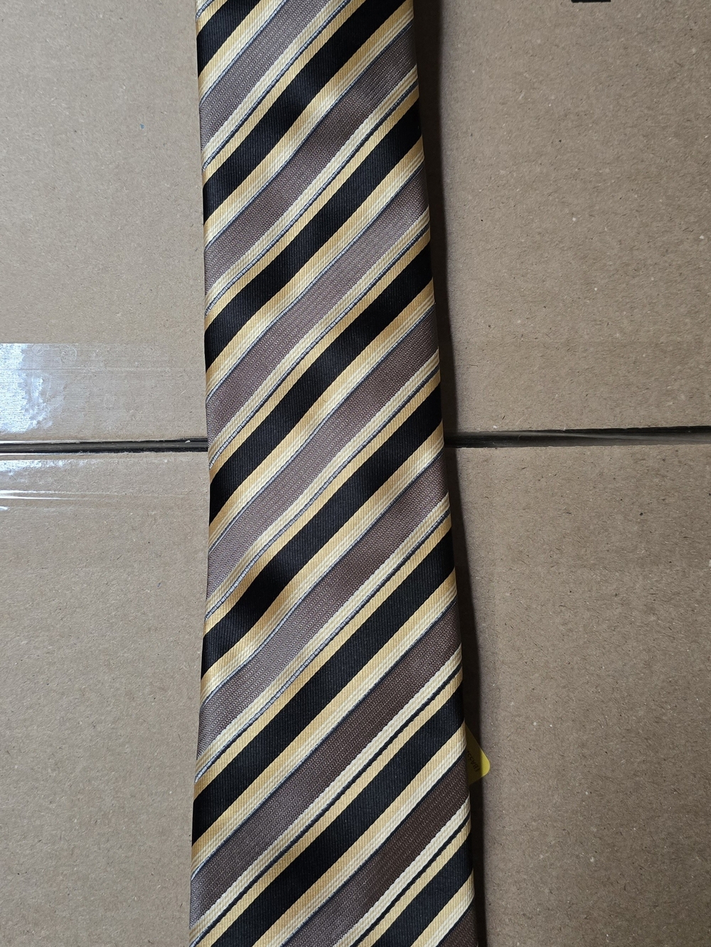 Classic Men's Diagonal Stripe Tie in Brown, Black & Gold